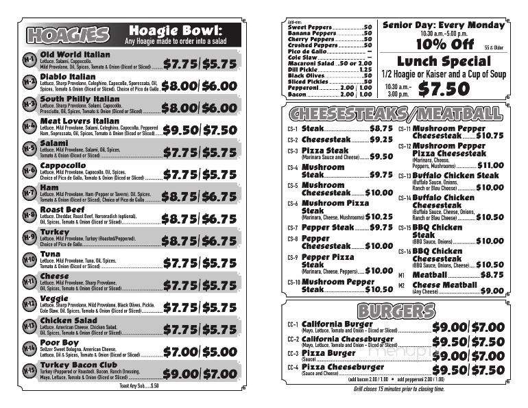 Esther's Restaurant - Fredericksburg, PA menu_pic