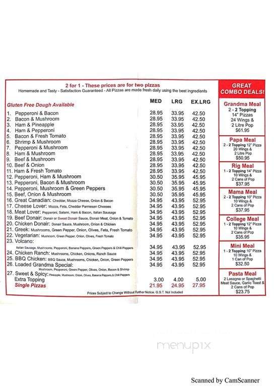 Grandma's Pizza - Fairview, AB menu_pic