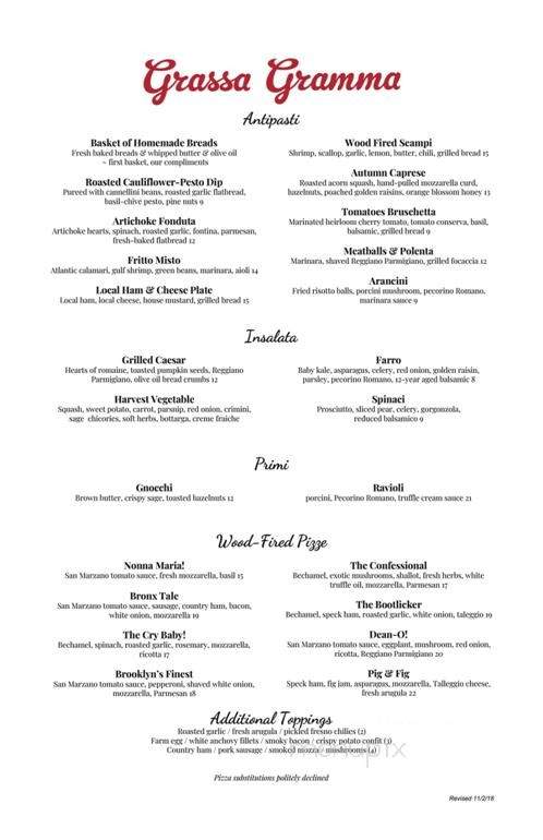 Grassa Gramma - Louisville, KY menu_pic