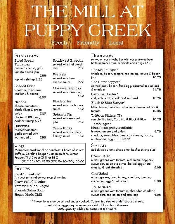 Johnson Mill Rest & Tavern - Raeford, NC menu_pic