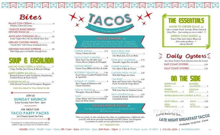 Chispas - Austin, TX menu_pic