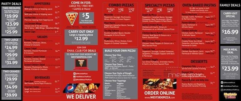 Westside Pizza - Paradise, CA menu_pic