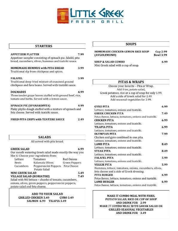 Little Greek Fresh Grill - McKinney, TX menu_pic
