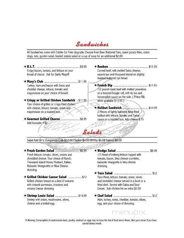 Mary's Burger & A Shake - Longview, WA menu_pic