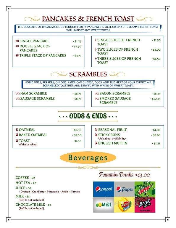 National Hotel Pillow - Pillow, PA menu_pic