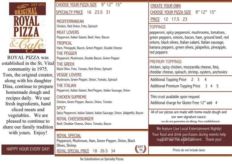 The Original Royal Pizza - Winnipeg, MB menu_pic