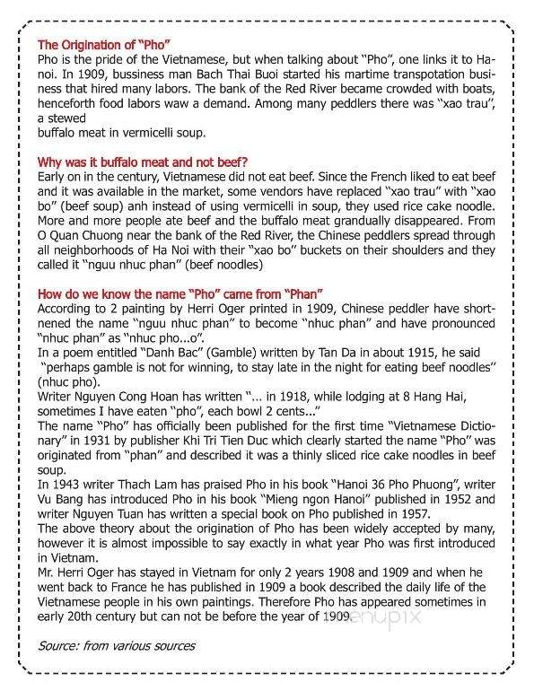 Pho Gabo - Portland, OR menu_pic