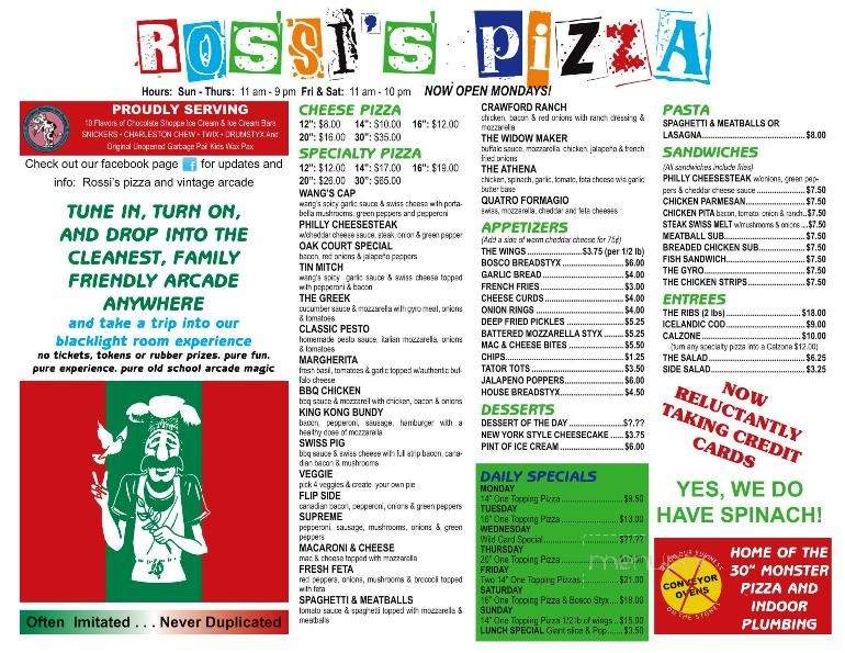 Rossi's Pizza & Vintage Arcade - Monona, WI menu_pic