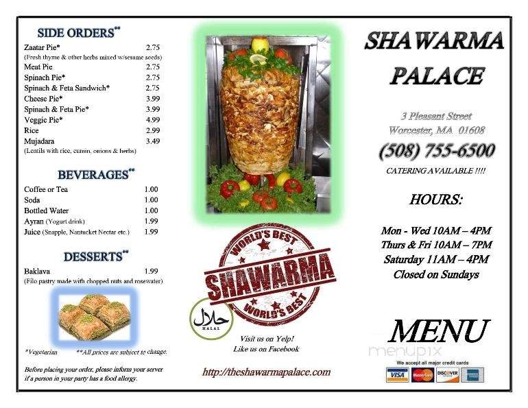 Shawarma Palace - Worcester, MA menu_pic