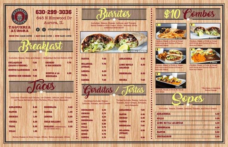 Taqueria Aurora - Aurora, IL menu_pic