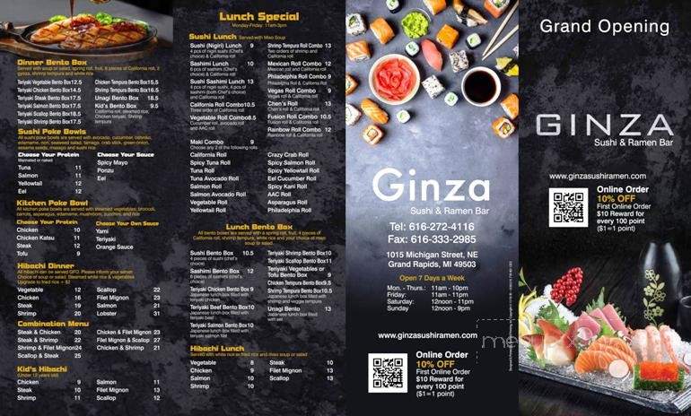 Ginza Sushi & Ramen Bar - Grand Rapids, MI menu_pic