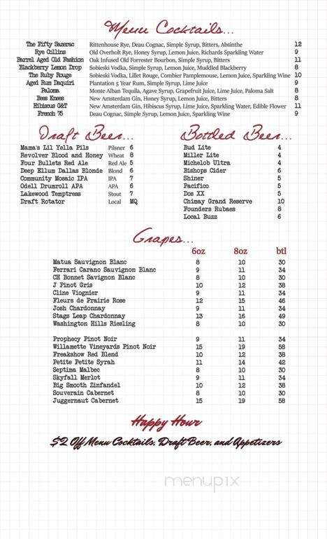 The Fifth: Fireside Patio and Bar - Richardson, TX menu_pic