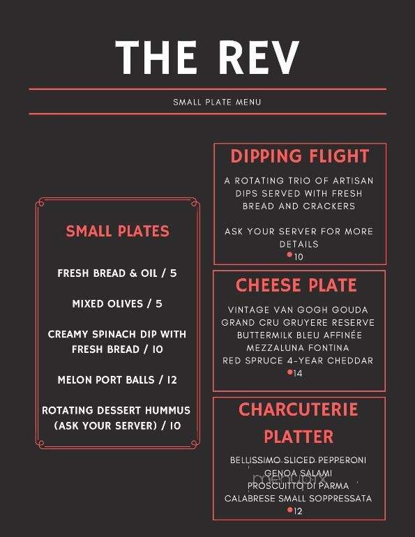 The Rev - Eau Claire, WI menu_pic