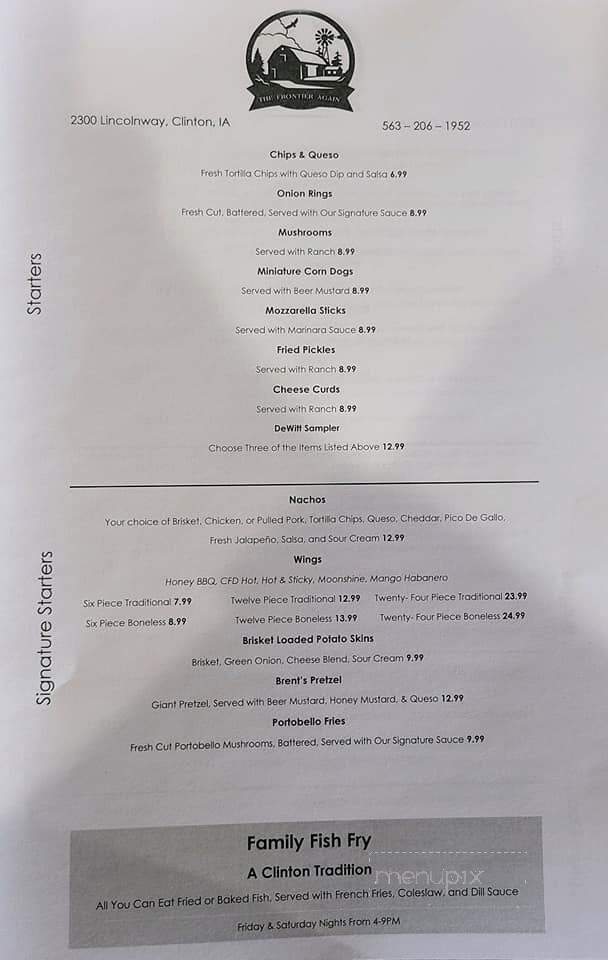 Frontier Restaurant - Clinton, IA menu_pic
