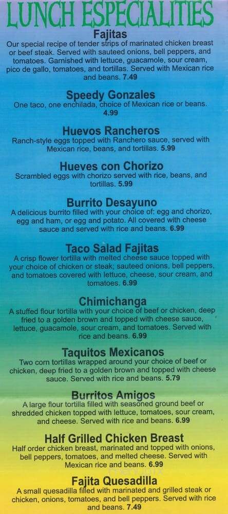 Los Amigos Mexican Restaurant - Mountain View, MO menu_pic