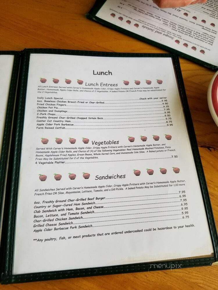 Carver Applehouse Restaurant - Cosby, TN menu_pic
