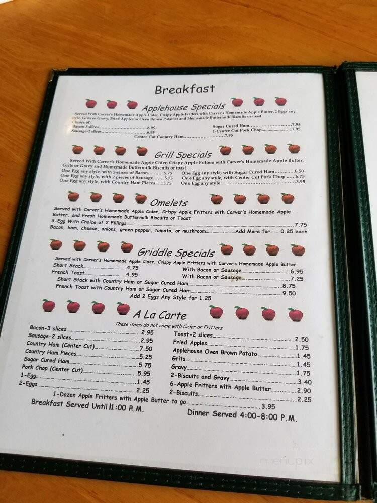 Carver Applehouse Restaurant - Cosby, TN menu_pic