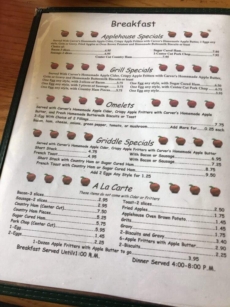 Carver Applehouse Restaurant - Cosby, TN menu_pic