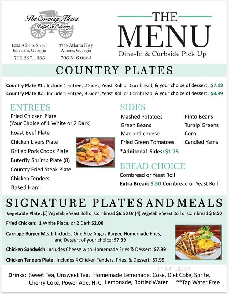 Carriage House Restaurant - Athens, GA menu_pic