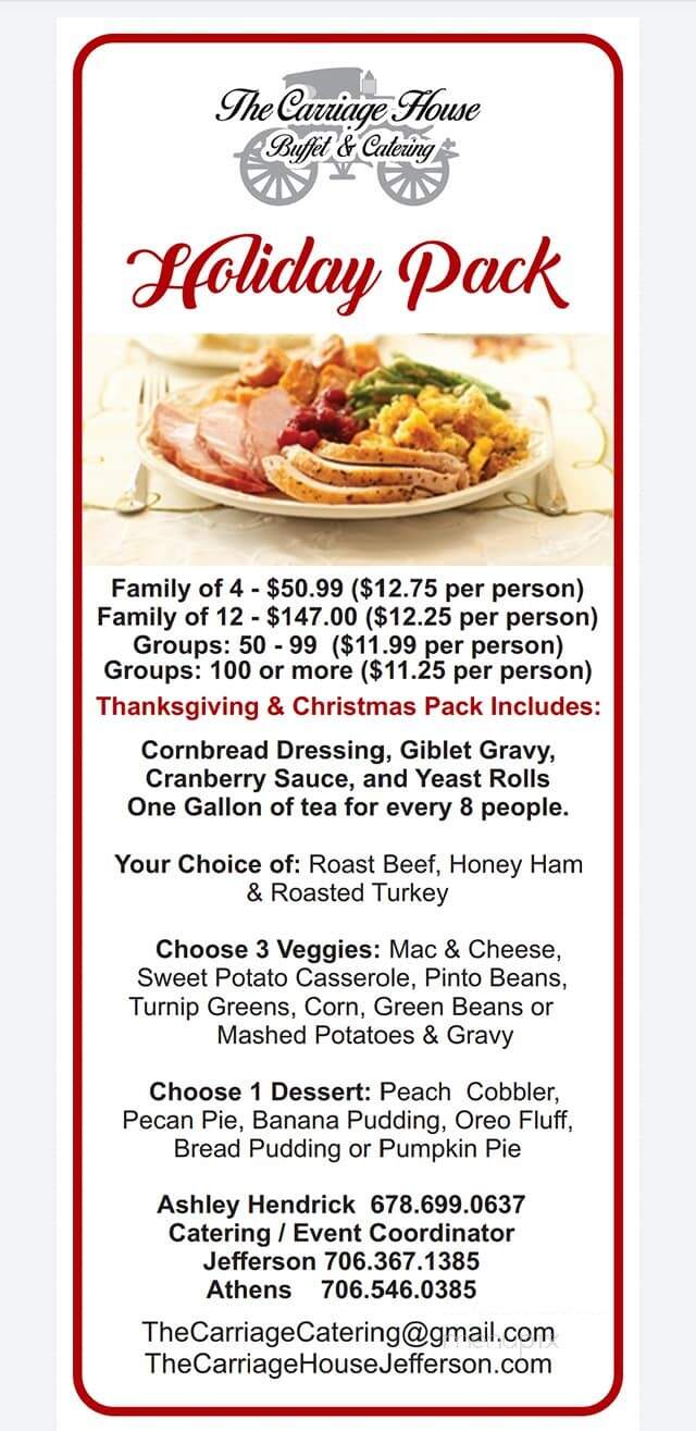Carriage House Restaurant - Athens, GA menu_pic