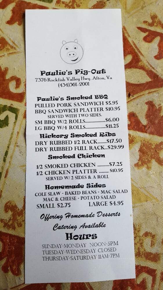 Paulie's Pig Out - Afton, VA