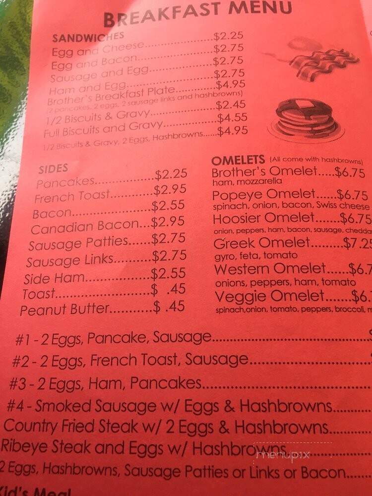 Brothers on 39 - Martinsville, IN menu_pic