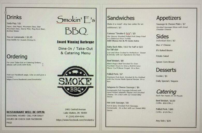 Smokin' E's BBQ - Lake Station, IN