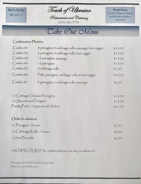 Touch of Ukraine - Saskatoon, SK menu_pic