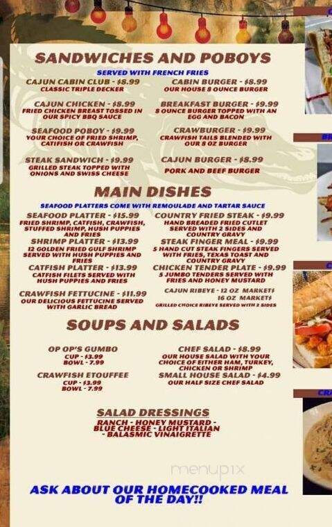 Op-Op's Cajun Cabin - Mansura, LA menu_pic