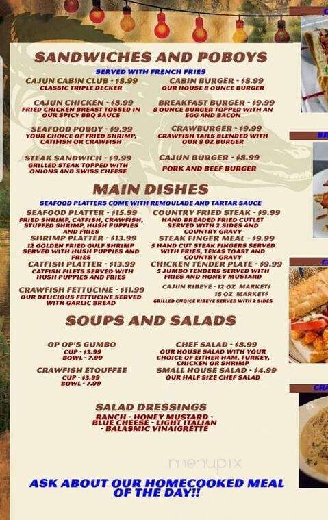 Op-Op's Cajun Cabin - Mansura, LA menu_pic