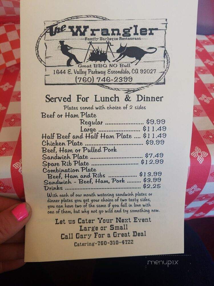 Wrangler Family Barbeque - Escondido, CA menu_pic