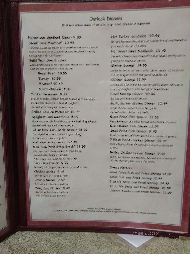 Outlook Inn - Rimersburg, PA menu_pic