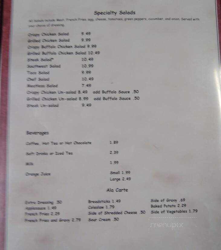 Outlook Inn - Rimersburg, PA menu_pic