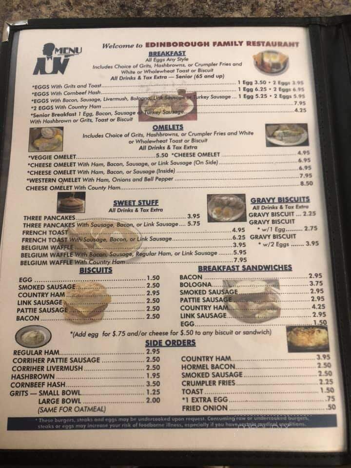 Edinborough Family Restaurant - Raeford, NC menu_pic