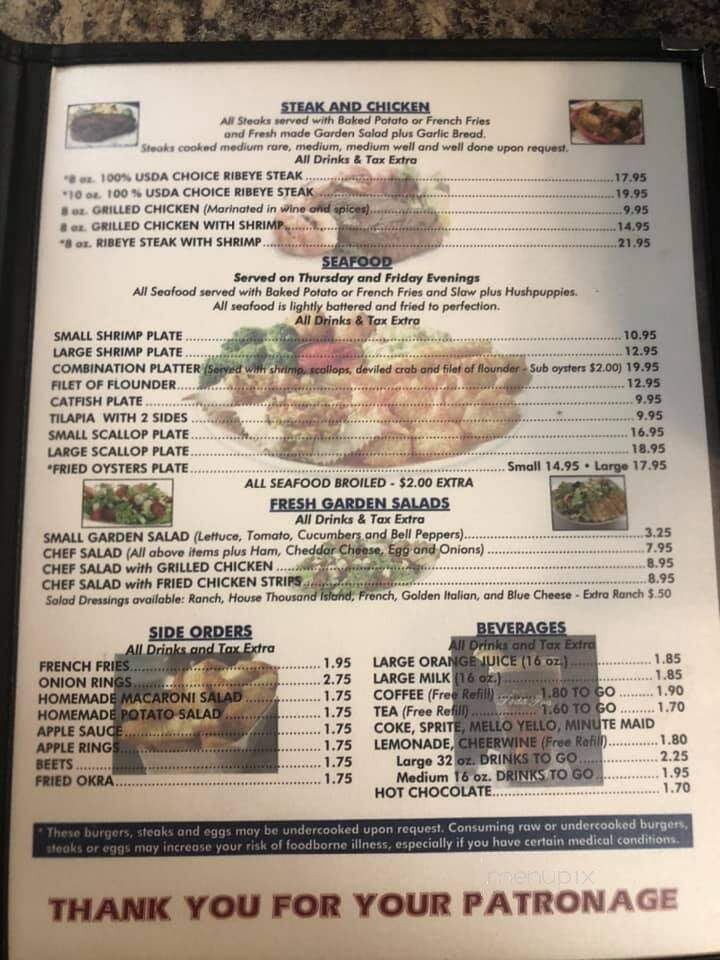 Edinborough Family Restaurant - Raeford, NC menu_pic