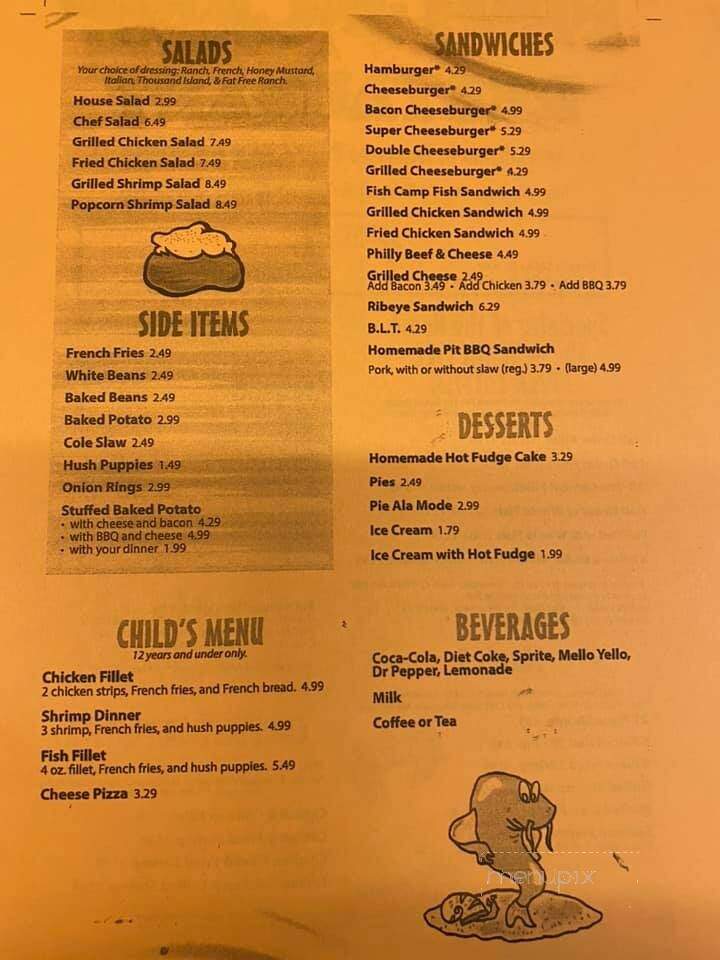 Fish Camp Restaurant - Centerville, TN menu_pic
