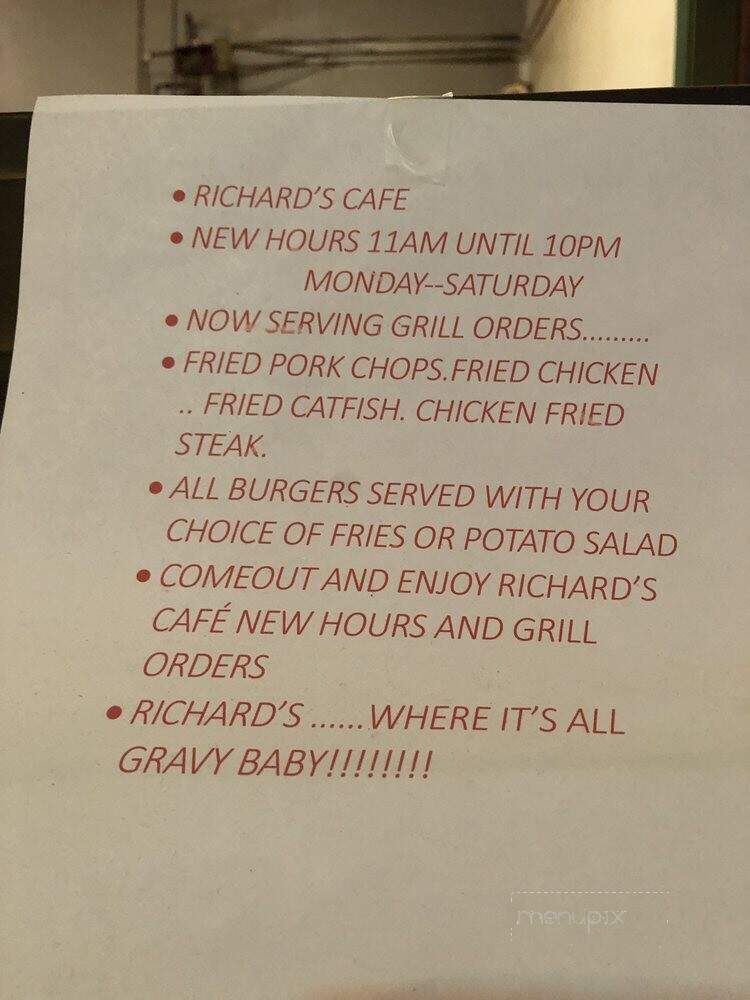 Richard's Cafe - Beaumont, TX menu_pic