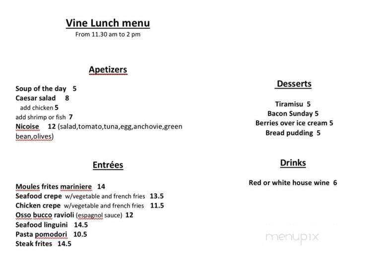 Vine - Hilton Head Island, SC menu_pic