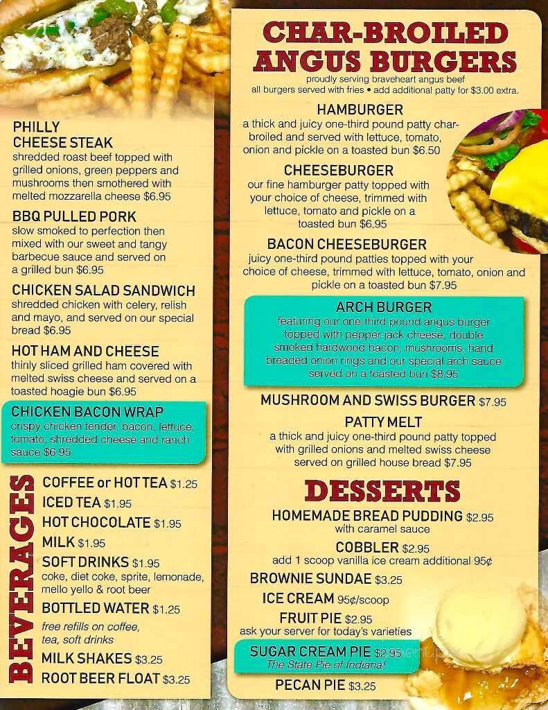 Under The Arch Restaurant - Marshall, IN menu_pic
