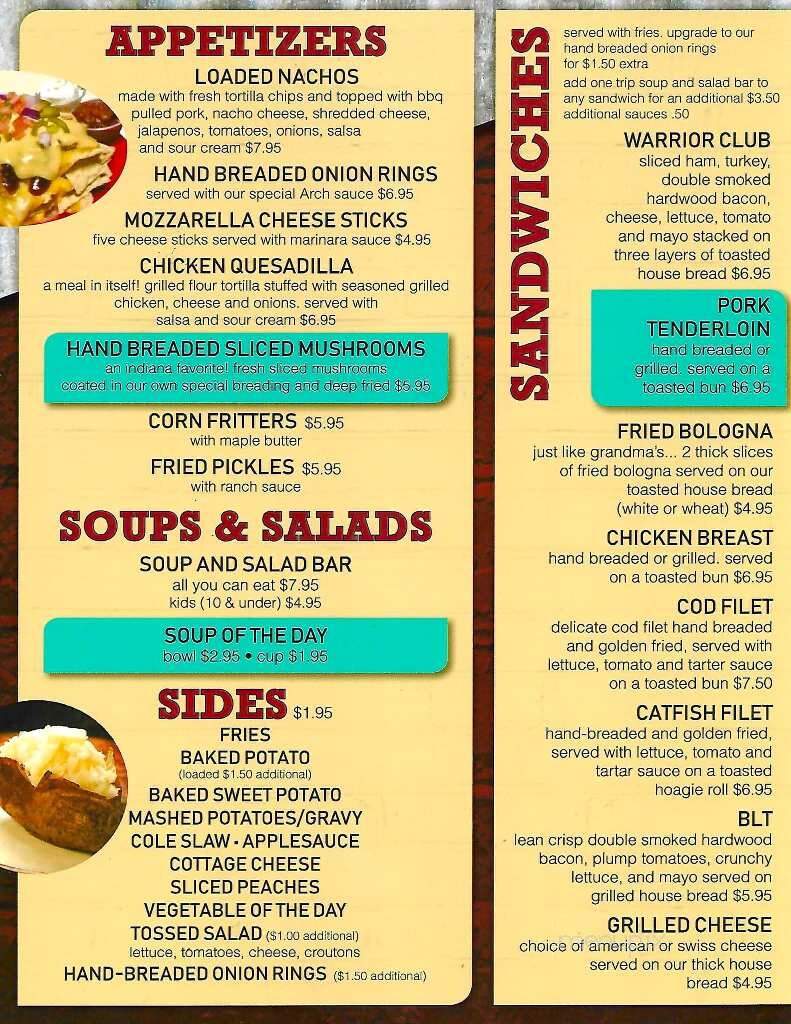 Under The Arch Restaurant - Marshall, IN menu_pic