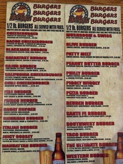 Rusty Duck - Dawson, MN menu_pic