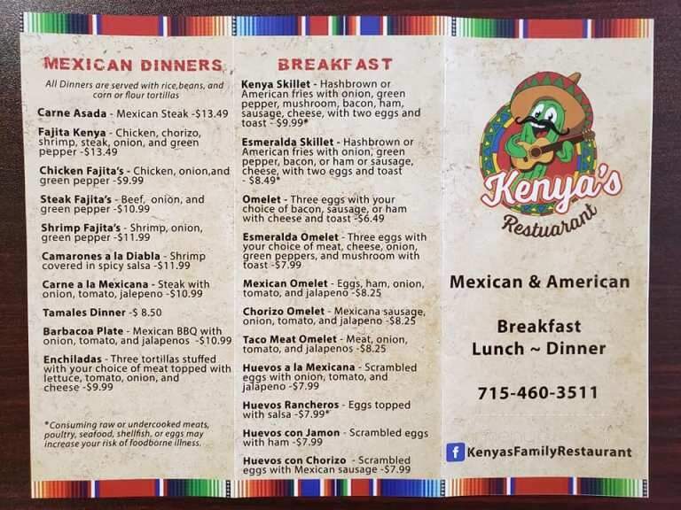 Kenya's Family Restaurant - Clintonville, WI menu_pic