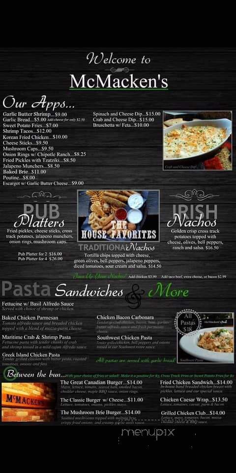 McMacken's Pub - Sturgeon Falls, ON menu_pic