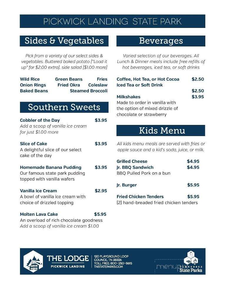 Pickwick Landing State Park - Pickwick Dam, TN menu_pic