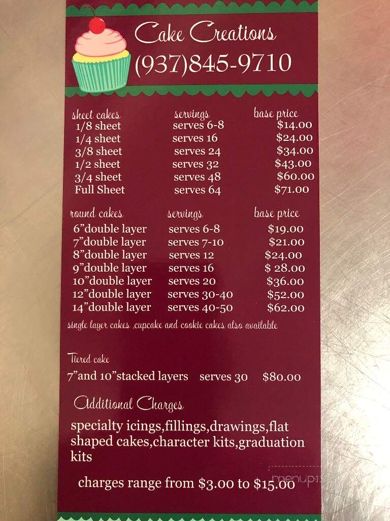Cake Creations - New Carlisle, OH menu_pic