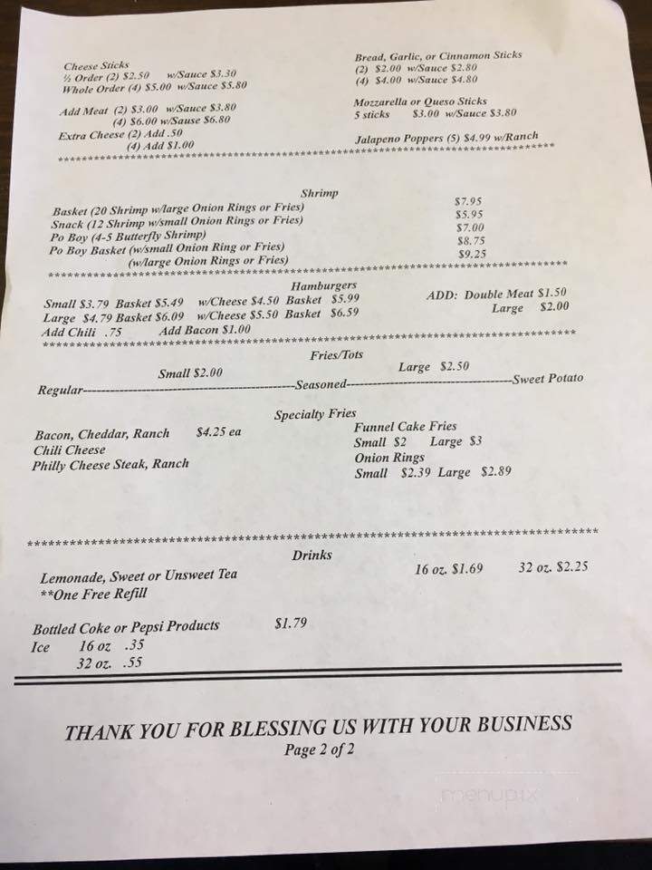 Belly Of The Whale Deli - Raleigh, MS menu_pic