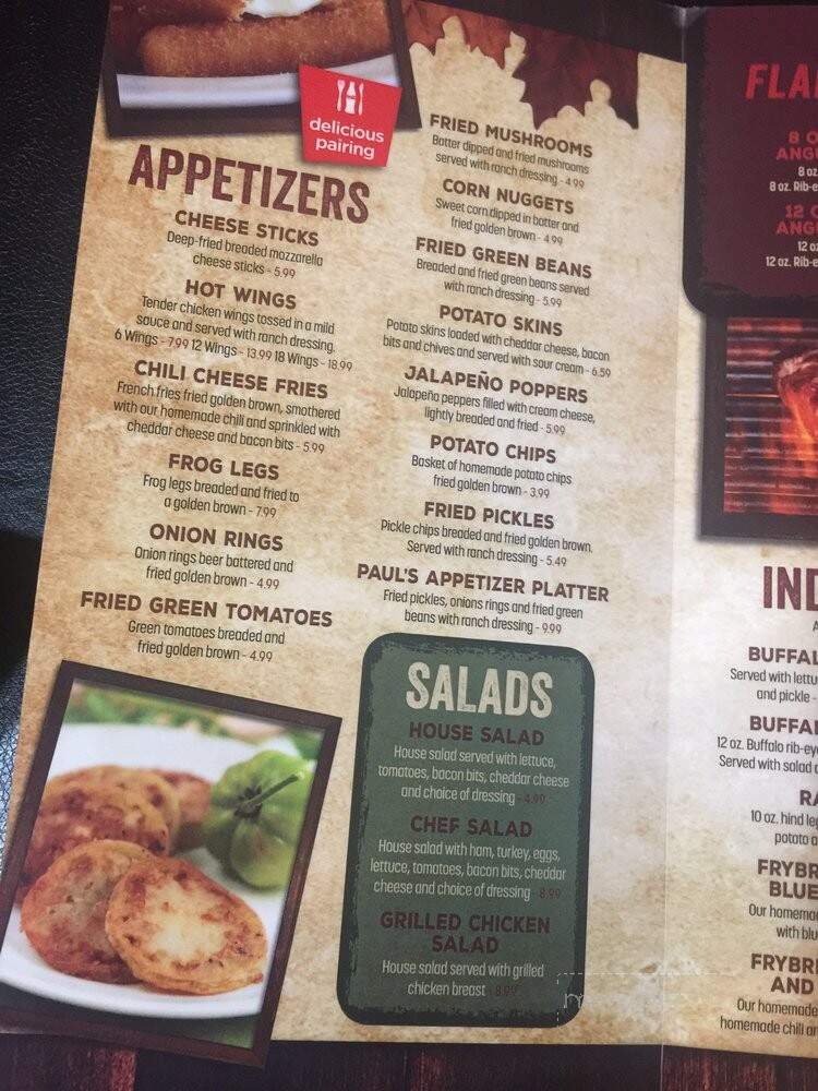 Paul's Family Restaurant - Cherokee, NC menu_pic