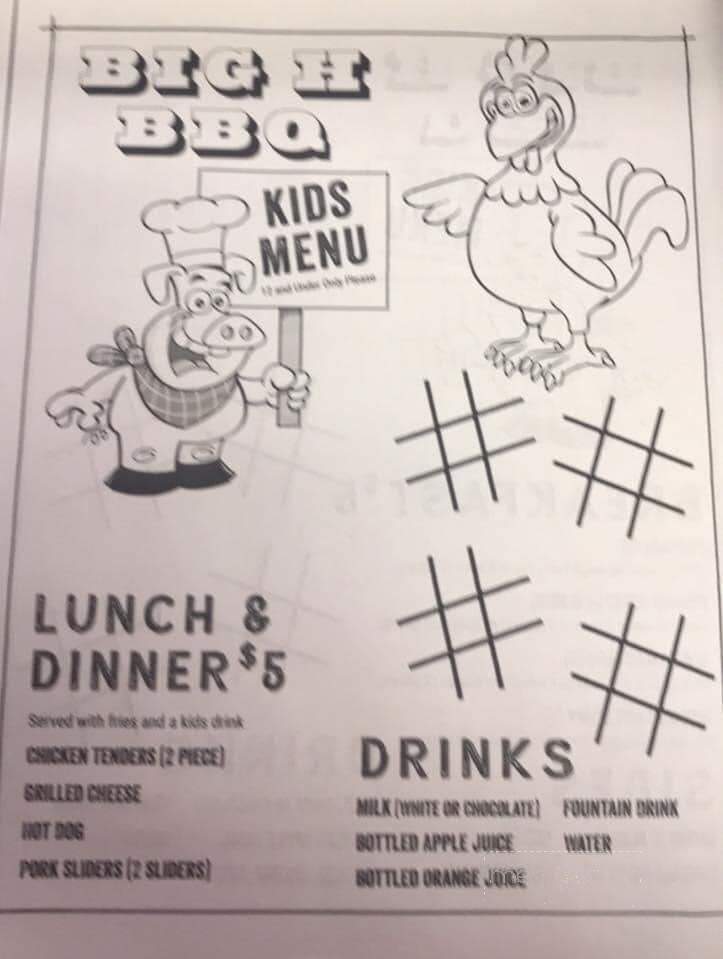 Big H BBQ - Rogersville, TN menu_pic
