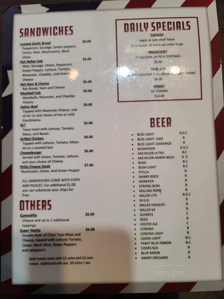 Veterans Pub & Pizza - Peoria, IL menu_pic