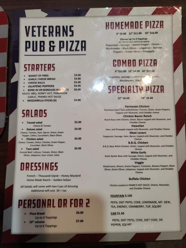 Veterans Pub & Pizza - Peoria, IL menu_pic